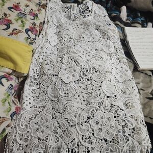 Elegant White Lace Swim Coverup